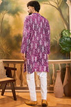 Purple Viscose Rayon Embroidered Straight Kurta MKU1478