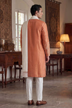 Peach Vartican Solid Embroidered Straight Kurta Sets MKUD1935