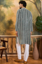 Teal Viscose Rayon Embroidered Kurta With Trousers MKSET1411