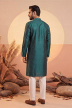 Teal Silk Blend Woven Design Straight Kurta MKU1838