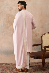 Lavender Silk Blend Solid Embroidered Kurta Trouser With Dupatta MKPD1038