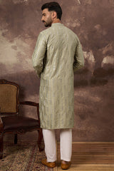 Green Viscose Rayon Solid Embroidered Straight Kurta MKU1356