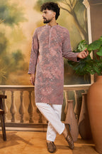 Brown Viscose Rayon Shibori Embroidered Straight Kurta MKU1484