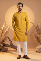 Yellow Silk Blend Solid Solid Kurta With Trousers MKSET2222
