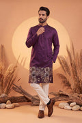 Violet Silk Blend Solid Embroidered Kurta MKU2104