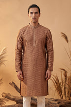 Brown Jacquard Woven Design Straight Kurta MKU2343