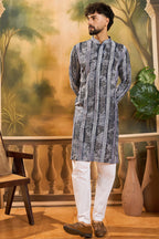 Blue Viscose Rayon Batik Printed Straight Kurta MKU1481