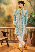 Green Viscose Rayon Batik Printed Straight Kurta MKU1480