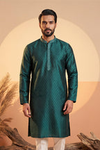 Teal Silk Blend Woven Design Straight Kurta MKU1838
