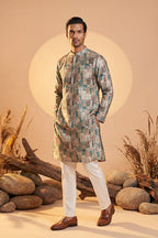 Multi Silk Blend Printed Straight Kurta MKU1973