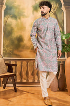 Mauve Viscose Rayon Abstract Embroidered Straight Kurta MKU1394