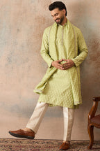Green Jacquard Woven Design Floral Straight Kurta Sets MKPD1018