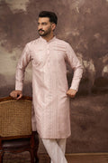Pink Silk Blend Solid Embroidered Straight Kurta MKU1362
