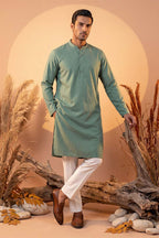 Green Silk Blend Solid Solid Kurta MKU2221
