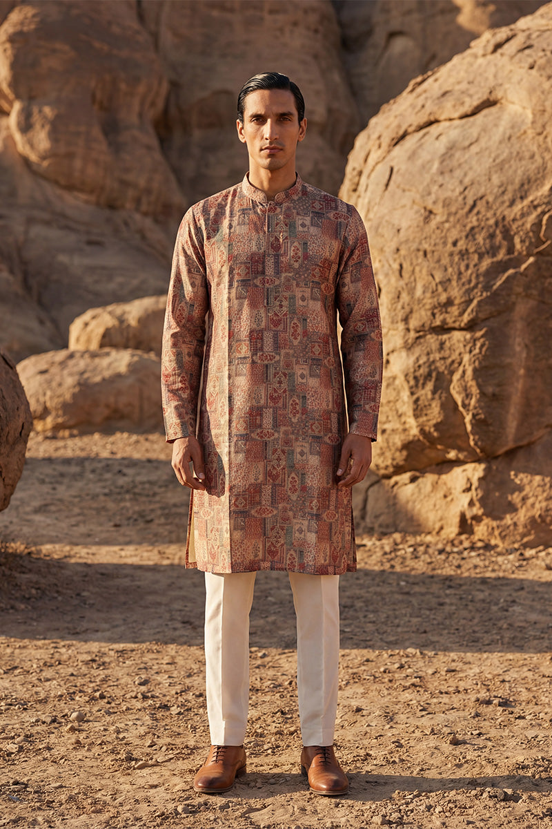 Multi Silk Blend Printed Straight Kurta MKU1939