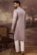 Lavender Silk Blend Solid Embroidered Straight Kurta MKU1349