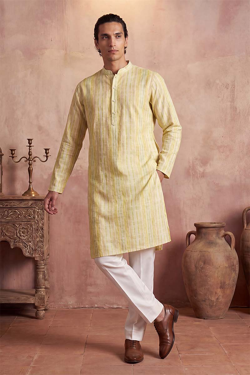 Multi Silk Blend Abstract Printed Kurta With Trousers MKSET2255