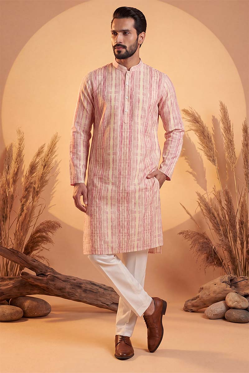 Multi Silk Blend Abstract Printed Kurta With Trousers MKSET2257