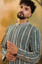 Teal Viscose Rayon Embroidered Kurta With Trousers MKSET1411