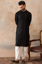 Black Rayon Embroidered Solid Straight Kurta MKU2190
