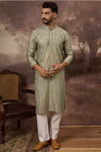 Green Viscose Rayon Solid Embroidered Straight Kurta MKU1356