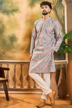 Mauve Viscose Rayon Abstract Embroidered Straight Kurta MKU1394