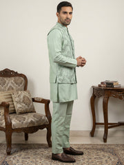 Men's Designer Sequins Nehru Jacket with Kurta Pyjama ( 65KPWC 5586Pi 4173Pista )