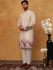 Men’s Cotton Blend Printed Kurta Pyjama (65KP 5404 Peach ) [FF] [B-1-2]