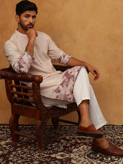Men’s Cotton Blend Printed Kurta Pyjama (65KP 5404 Peach ) [FF] [B-1-2]