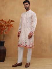 Cotton Blend Printed Straight Kurta Pyjama (65KP 5419 Peach ) [FF] [O-14]