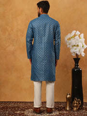Festive Cotton Blend Printed Kurta Pyjama Set (65KP 5421 Blue ) [FF] [P-11-10]