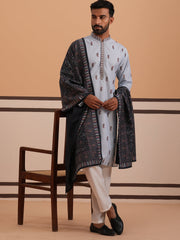 Paisley Print Kurta Pyjama Set with Contrast Dupatta (65KP D 5374 Blue ) [FF] [1-3]