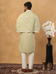 Silk Blend Embroidered Kurta Pyjama Dupatta Set (65KP D 5438 Pista ) [FF] [P-14]