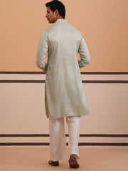 Men's Geometric Embroidered Kurta Set ( 65KP PJ11W 5358 PJ11W 5358Pista )
