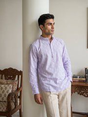 Cotton Blend Traditional Printed Short Kurta ( 65SK 5564Purple ) [FF] [A-13]