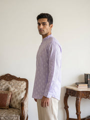 Cotton Blend Traditional Printed Short Kurta ( 65SK 5564Purple ) [FF] [A-13]