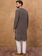 Men Brown Viscose Rayon Solid Embroidered Straight Kurta With Pant Set-MKSET1536