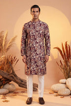 Purple Viscose Rayon Floral Printed Kurta With Trousers MKSET1981