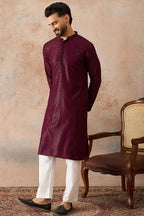 Purple Rayon Embroidered Solid Straight Kurta MKU2187