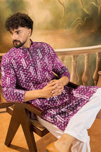 Purple Viscose Rayon Embroidered Straight Kurta MKU1478