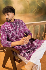 Purple Viscose Rayon Embroidered Straight Kurta MKU1478