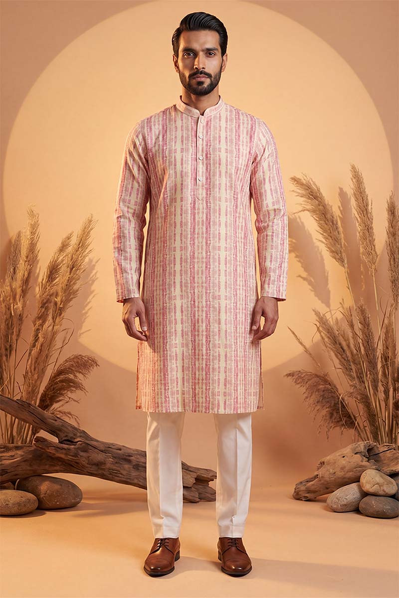 Multi Silk Blend Abstract Printed Kurta With Trousers MKSET2257