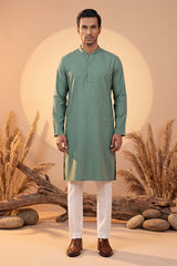 Green Silk Blend Solid Solid Kurta MKU2221