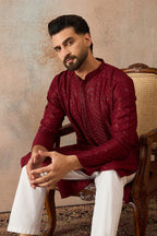 Maroon Rayon Embroidered Solid Straight Kurta MKU2188