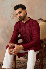 Maroon Rayon Embroidered Solid Straight Kurta MKU2188
