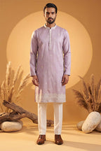 Lavender Silk Blend Solid Embroidered Kurta MKU2269