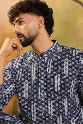Blue Viscose Rayon Embroidered Straight Kurta MKU1475