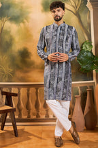 Blue Viscose Rayon Batik Printed Straight Kurta MKU1481