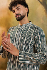 Teal Viscose Rayon Embroidered Kurta With Trousers MKSET1411