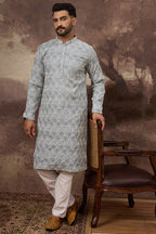 Blue Viscose Rayon Solid Embroidered Straight Kurta MKU1388